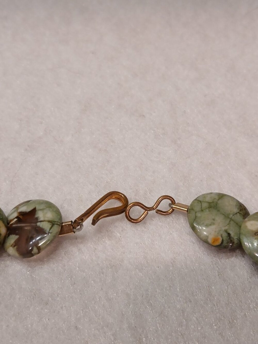 Vintage Rainforest Jasper Disk Necklace - 30 inches - Picture 7 of 7